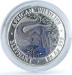 Somalia 1000 shillings Elephant Coloured African Wildlife silver coin 2005 FDC