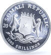 Somalia 1000 shillings Elephant Coloured African Wildlife silver coin 2005 FDC