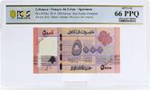 Lebanon 5000 livres Lebanon 5000 livres Red Arabic Overprint Cedar Tree PPQ66 PCGS UNC banknote 2014 -