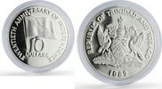 Trinidad and Tobago 10 dollars Trinidad and Tobago 10 dollars Independence Anniversary State Flag proof silver coin 1982 -