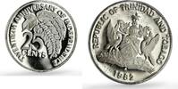 Trinidad and Tobago 25 cents Trinidad and Tobago 25 cents Independence Anniversary Flower proof silver coin 1982 -