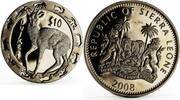 Sierra Leone 10 dollars Sierra Leone 10 dollars Nocturnal Animals series Duiker silver coin 2008 -