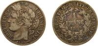 France 1 Franc France Kingdom 1872 A 1 Franc Silver (.835) Paris Mint (9852826) 5g XF F 216 Gad 465 KM 822 -
