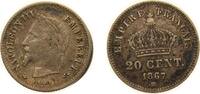 France 20 Centimes France Second Empire 1867 BB 20 Centimes - Napoleon III Silver (.835) Strasbourg Mint (3114264) 1g VF F 150 Gad 309 KM 808.2 -