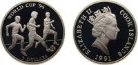 Cook Islands 5 Dollars Cook Islands New Zealand Free Association 1991 5 Dollars - Elizabeth II (World Cup '94) Silver (.500) (150000) 9.95g PF KM 149 -