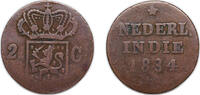 Indonesia 2 Duits Indonesia Netherlands East Indies Dutch colony 1834 V 2 Cents/Duits - Willem I Copper Surabaya Mint (32997000) 5.6g VF KM 291 -