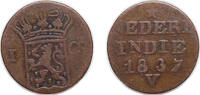Indonesia 1 Duit Indonesia Netherlands East Indies Dutch colony 1837 V 1 Cent/Duit - Willem I Copper Surabaya Mint (182888000) 2.66g VF KM 290 -