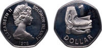 Solomon Islands 1 Dollar Solomon Islands 1978 FM 1 Dollar - Elizabeth II (2nd portrait) Copper-nickel (75% Copper, 25% Nickel) (3000) 13.5g PF KM 6 -