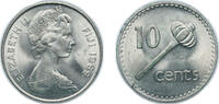 Fiji 10 Cents Fiji 1969 10 Cents - Elizabeth II (2nd portrait) Copper-nickel (3500000) 5.57g UNC KM 30 -