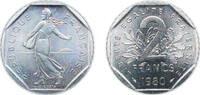 France 2 Francs France Fifth Republic 1980 2 Francs Nickel (100010011) 7.41g UNC KM 942.1 Gad 547 F 272 Schön 240 -