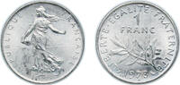 France 1 Franc France Fifth Republic 1973 1 Franc (Signature O. Roty) Nickel (70079000) 6.03g UNC F 226 Gad 474 KM 925.1 Schön 233 Wikidata Q -