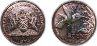 Trinidad and Tobago 1 Cent Trinidad and Tobago British colony 1974 FM 1 Cent - Elizabeth II Bronze (97% Copper, 0.5% Tin, 2.5% Zinc) The Franklin Mint (128 -