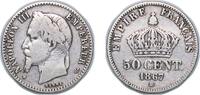 France 50 Centimes France 1867 BB 50 Centimes - Napoleon III Silver (.835) 2.42g VF Franc 2014 188 Gad 1789 417 KM 814 -