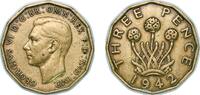 Great Britain 3 Pence Great Britain United Kingdom 1942 3 Pence - George VI (with 'IND:IMP') Nickel brass (79% Cu, 20% Zn, 1% Ni) (103214400) 6.8g XF -