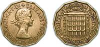 Great Britain 3 Pence Great Britain United Kingdom 1956 3 Pence - Elizabeth II (1st portrait; without 'BRITT:OMN') Nickel brass (79% Cu, 20% Zn, 1% Ni -
