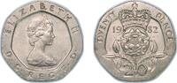 Great Britain 20 Pence Great Britain United Kingdom 1982 20 Pence - Elizabeth II (2nd portrait) Copper-nickel (84% Cu, 16% Ni) (740815000) 5.02g UNC KM -
