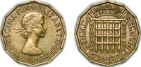 Great Britain 3 Pence Great Britain United Kingdom 1964 3 Pence - Elizabeth II (1st portrait; without 'BRITT:OMN') Nickel brass (79% Cu, 20% Zn, 1% Ni -