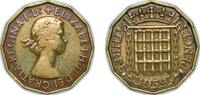 Great Britain 3 Pence Great Britain United Kingdom 1959 3 Pence - Elizabeth II (1st portrait; without 'BRITT:OMN') Nickel brass (79% Cu, 20% Zn, 1% Ni -