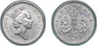 Great Britain 5 Pence Great Britain United Kingdom 1990 5 Pence - Elizabeth II (3rd portrait; small type) Copper-nickel (75% Cu, 25% Ni) Royal Mint (T -