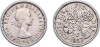 Great Britain 6 Pence Great Britain Kingdom 1957 6 Pence - Elizabeth II (1st portrait; no 'BRITT:OMN') Copper-nickel (75% Cu, 25% Ni) Royal Mint (Towe -