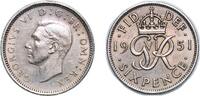 Great Britain 6 Pence Great Britain United Kingdom 1951 6 Pence - George VI (3rd coinage) Copper-nickel (75% Cu, 25% Ni) Royal Mint (Tower Hill) (4039 -