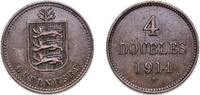 Guernsey 4 Doubles Guernsey British dependency 1914 H 4 Doubles Bronze Heaton and Sons / The Mint Birmingham (209000) 4.85g XF KM 13 -