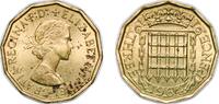 Great Britain 3 Pence Great Britain Kingdom 1964 3 Pence - Elizabeth II (1st portrait; without 'BRITT:OMN') Nickel brass (79% Cu, 20% Zn, 1% Ni) Royal -