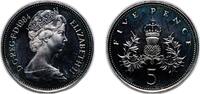 Great Britain 5 Pence Great Britain 1984 5 Pence - Elizabeth II (2nd portrait; set issue) Copper-nickel (75% Cu, 25% Ni) Royal Mint, Llantrisant 5.58g -