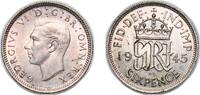 Great Britain 6 Pence Great Britain Kingdom 1945 6 Pence - George VI (1st coinage) Silver (.500) Royal Mint (Tower Hill) (39939200) 2.77g UNC KM 852 S -