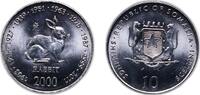 Somalia 10 Shillings Somalia Republic 2000 10 Shillings (Rabbit) Nickel clad steel 4.91g BU KM 93 -