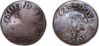France 2 Deniers France Kingdom 1620 Double Tournois - Louis XIII (Paris; 1st type) Copper Monnaie de Paris 2.5g VF CGKL 386 Dy royales 1358 KM 4 -
