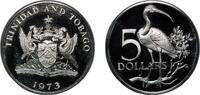 Trinidad and Tobago 5 Dollars Trinidad and Tobago British colony 1973 FM 5 Dollars - Elizabeth II (Silver Issue) Silver (.925) (25000) 30.03g PF KM 8 -