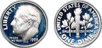United States 1 Dime United States Federal republic 1998 S 1 Dime Roosevelt Dime (Silver Proof) Silver (.900) San Francisco Mint (878792) 2.58g PF -