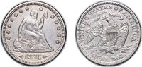 United States ¼ Dollar United States Federal republic 1874 ¼ Dollar Seated Liberty Quarter (with motto; with date arrows) Silver (.900) (.100 copper) -