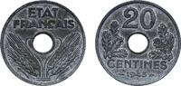 France 20 Centimes France 1943 20 Centimes (Vichy French State, Zinc, 20, light type) Zinc Monnaie de Paris Mint 3.4g UNC Franc 2014 153A KM 900. -