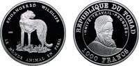 Chad 1000 Francs CFA Chad Republic 2003 1000 Francs (Animals in Peril - Leopard) Silver (.925) 20g PF KM 36 -