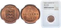 Guernsey 2 Doubles Guernsey British dependency 1885 H 2 Doubles Bronze (71000) 3.6g NGC MS 63 KM 9 -