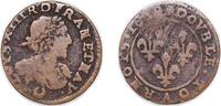 France 2 Deniers France Kingdom 1638 Double Tournois - Louis XIII Copper Axe Loire-Rhône Mint 2.09g VF CGKL 512 Dy royales 1372 -
