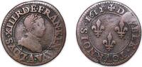 France 2 Deniers France Kingdom 1612 A Double Tournois - Louis XIII (1st type) Copper Paris Mint 2.77g VF CGKL 386 Dy royales 1358 KM 43.1 -