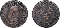 France 2 Deniers France Kingdom 1614 D Double Tournois - Louis XIII (Lyon; 1st type) Copper Lyon Mint 2.5g VF CGKL 338 KM 43.2 Dy royales 1360 -