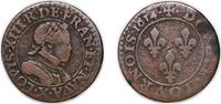 France 2 Deniers France Kingdom 1614 D Double Tournois - Louis XIII (Lyon; 1st type) Copper Lyon Mint 2.5g VF CGKL 338 KM 43.2 Dy royales 1360 -
