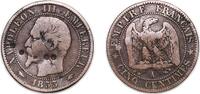 France 5 Centimes France 1853 A 5 Centimes - Napoleon III Bronze (14145950) 4.68g VF Chopmarked Franc 2014 116 Gad 1789 152 KM 777 -