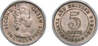 British Malaysia 5 Cents British Malaysia Malaya and British Borneo British colony 1958 H 5 Cents - Elizabeth II Copper-nickel (10000000) 1.35g XF KM 1 S -
