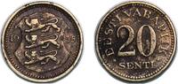 Estonia 20 Senti Estonia Republic 1935 20 Senti Nickel brass (Cu 70%, Zn 20%, Ni 10%) (5605000) 3.92g XF KM 17 -
