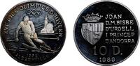 Andorra 10 Diners Andorra Principalty 1989 10 Diners - Joan Martí i Alanis (XVI Winter Olympic Games) Silver (.925) (15000) 11.95g PF KM 55 Schön -