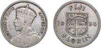 Fiji 1 Florin Fiji 1934 1 Florin - George V Silver (.500) (Copper .400, .050 Nickel, .050 Zinc) (200000) 11.21g XF KM 5 -