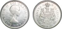 Canada 50 Cents Canada Commonwealth 1963 50 Cents - Elizabeth II (1st portrait, complete coat of arms) Silver (.800) (.800 silver .200 copper) ( -
