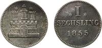 Germany 1 Sechsling Germany Free Hanseatic city of Hamburg 1855 1 Sechsling Billon (.250 silver) (1841000) 0.71g XF KM 585 AKS 28&29 -