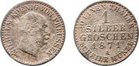 Germany 1 Silbergroschen Germany Kingdom of Prussia 1871 A 1 Silbergroschen - William I Billon (.220 silver) Berlin Mint 1.92g VF AKS 103 Olding FR 415, -