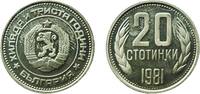 Bulgaria 20 Stotinki Bulgaria People's Republic 1981 20 Stotinki (2nd Coat of Arms; Bulgaria Anniversary) Copper-nickel Bulgarian Mint 2.9g PF KM 11 -